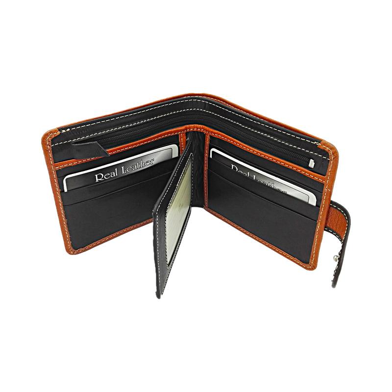 Genuine-Leather-Wallet-for-Men-Orange-Bifold-Opened