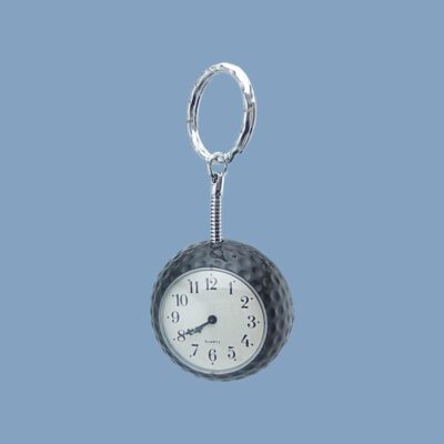 Golf-Ball-Clock-Keychain-Precise-Durable-Black-Front-Hanging